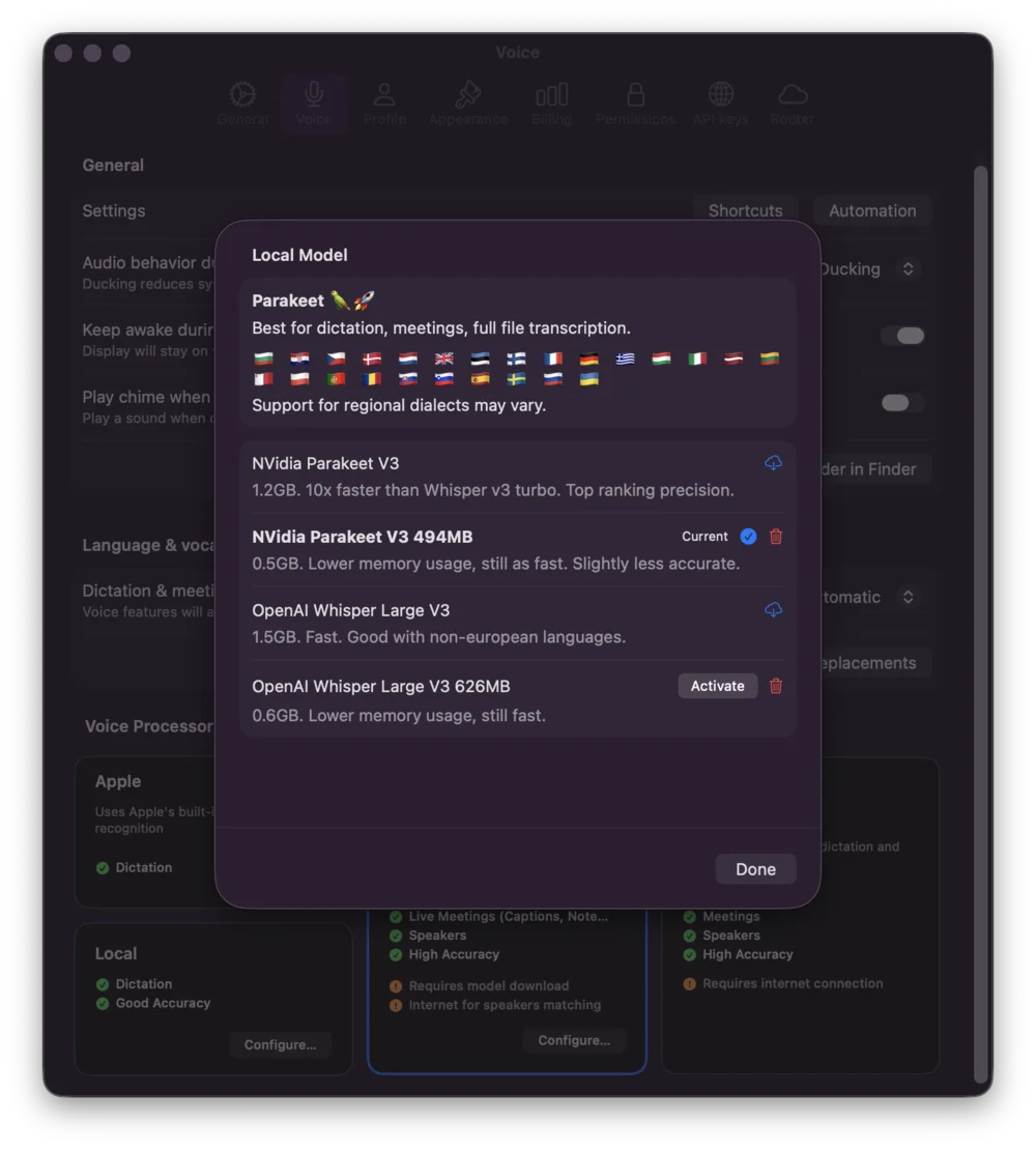 Voice - Local Plus Models