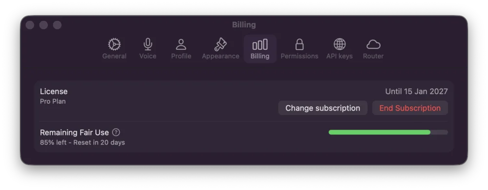 Billing Settings