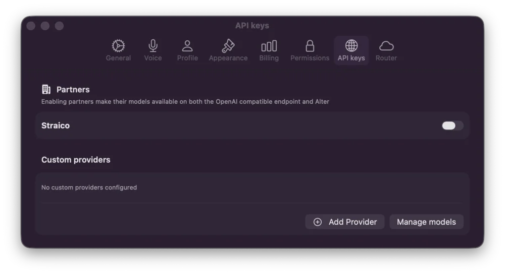 API Keys - No Providers