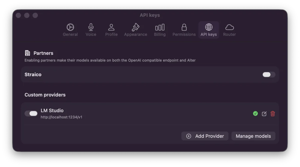 API Keys - Provider Configuration