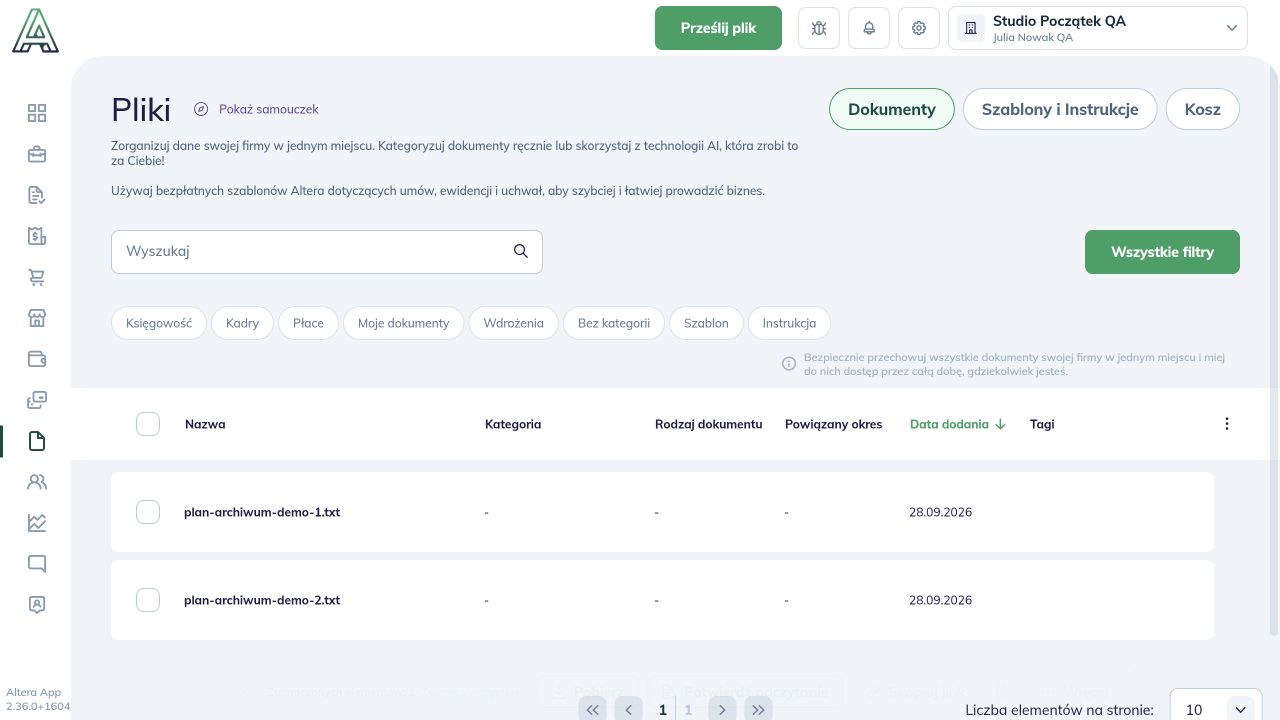 Przywrócony plan-archiwum-demo-1 ponownie widoczny w Dokumentach
