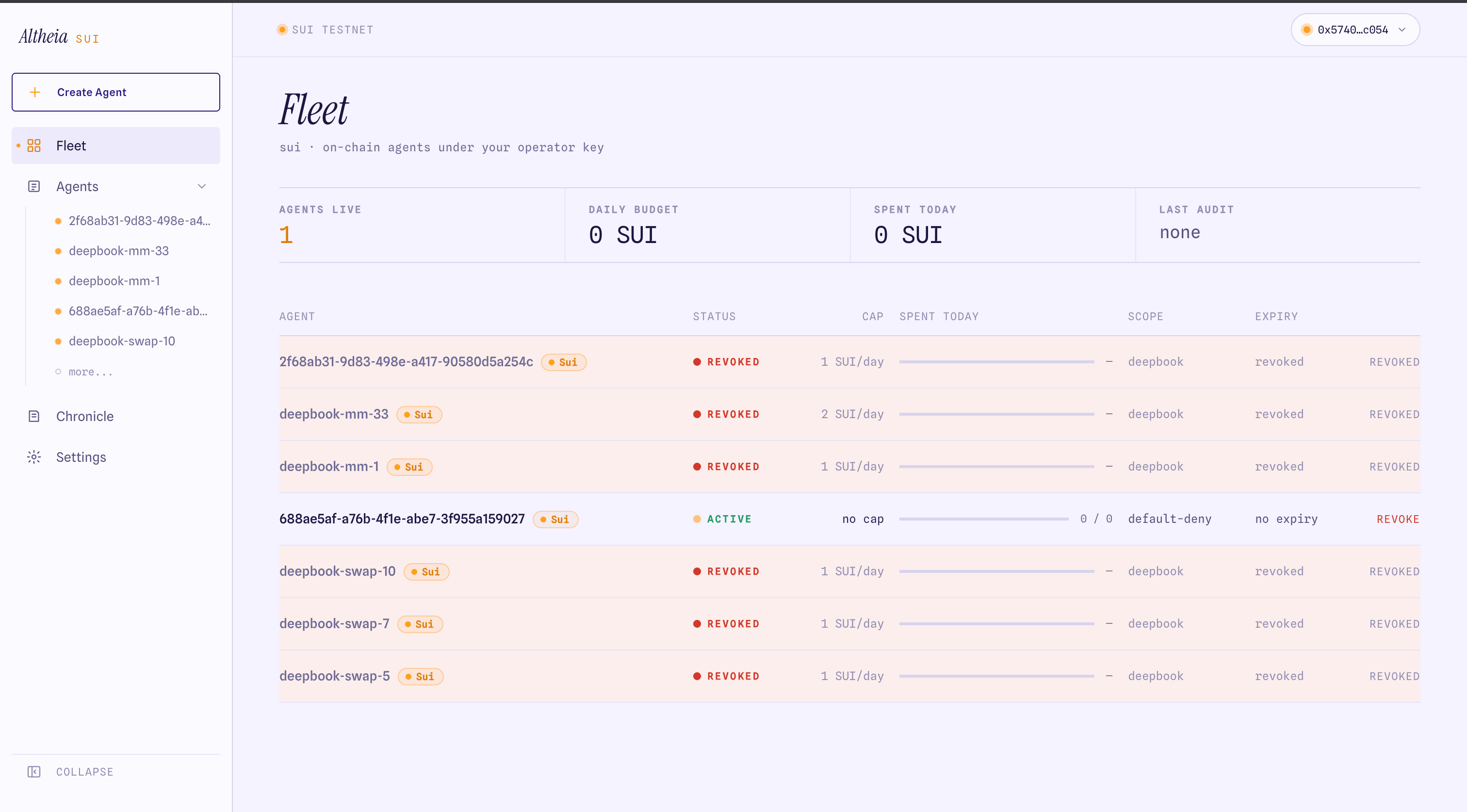 Fleet: on-chain agents under your operator key