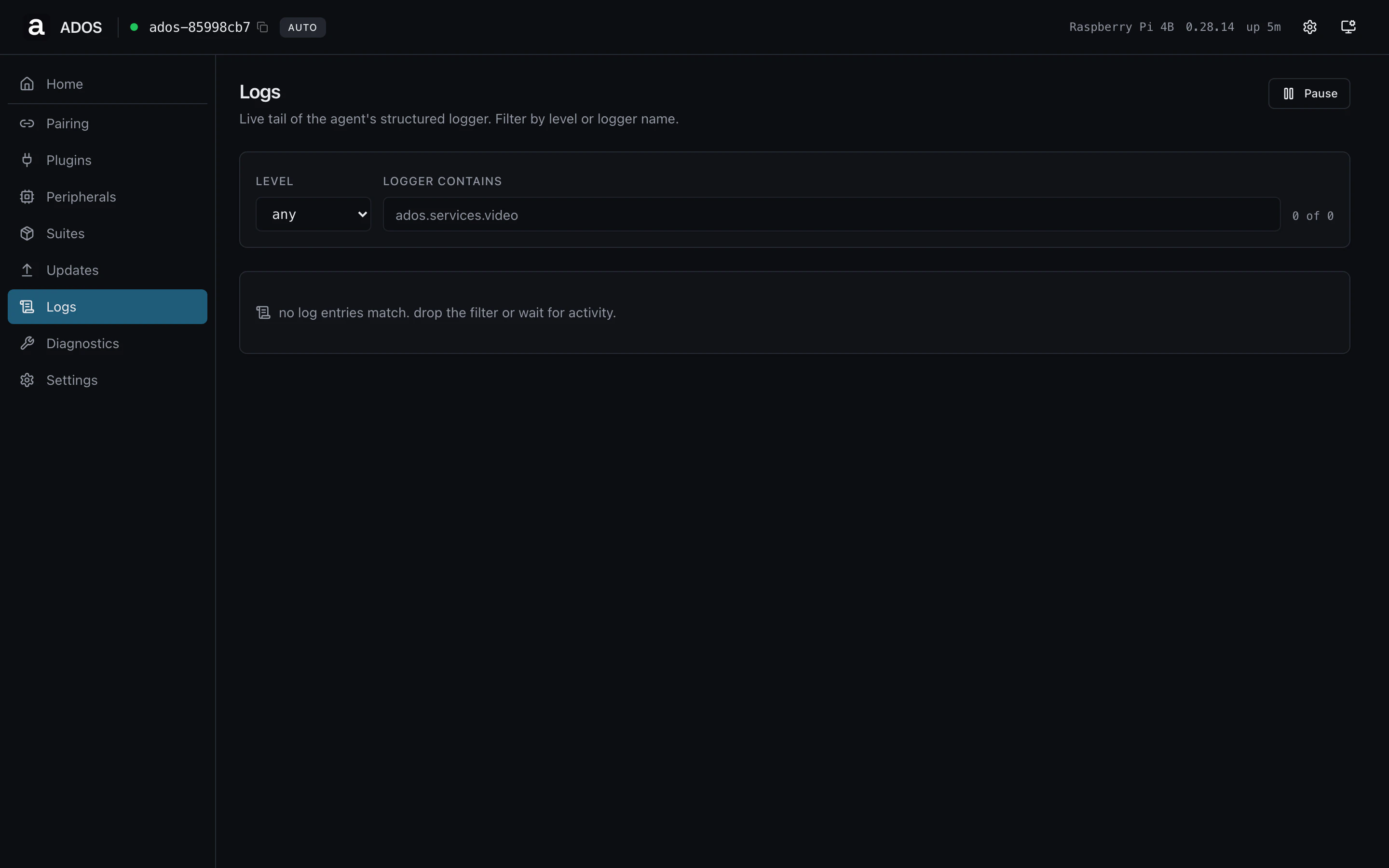 Logs page