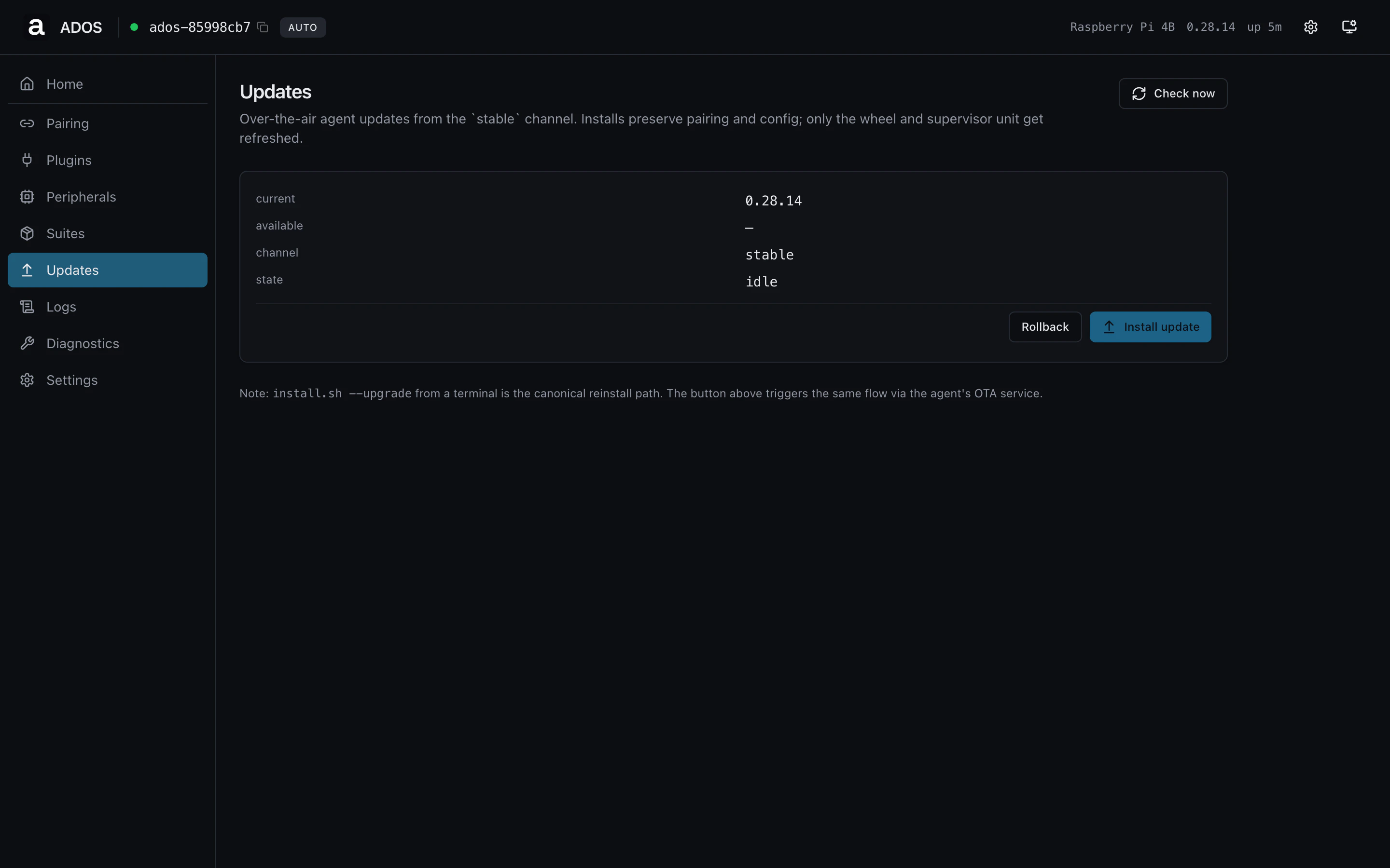 Updates page
