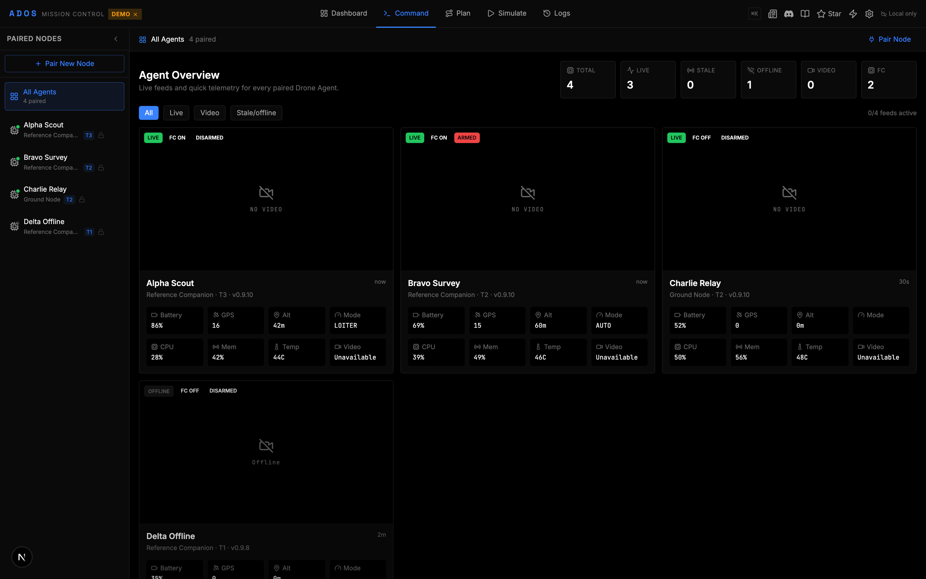 Mission Control Plugins tab on a per-drone view