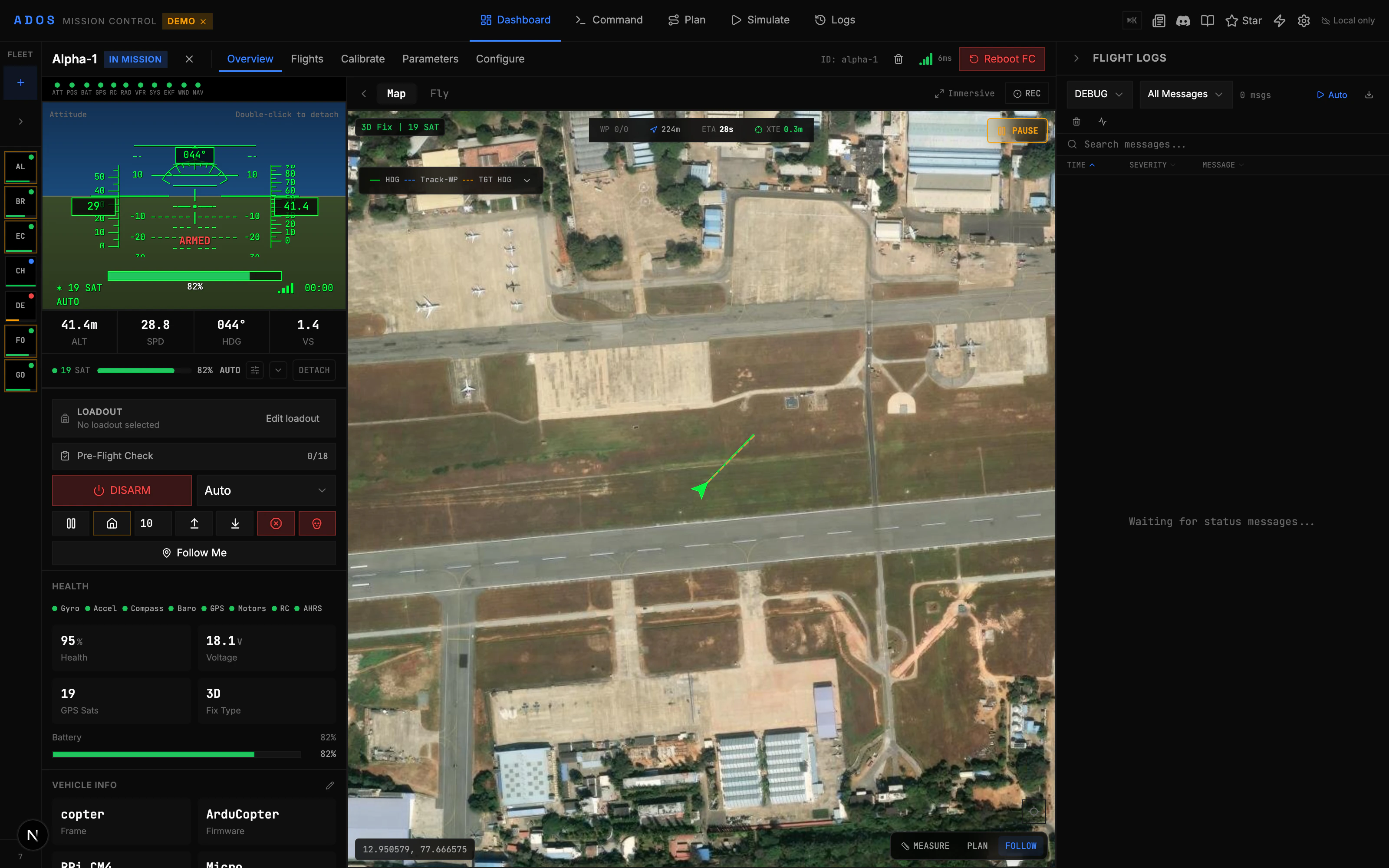 Live video feed with transport mode selector