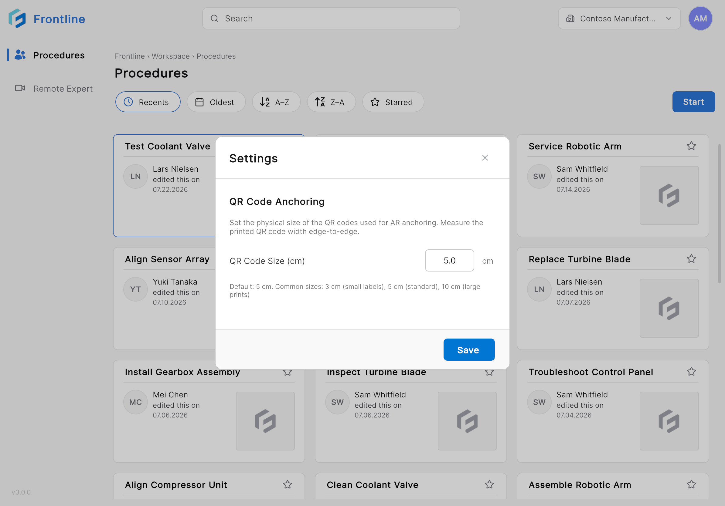 QR Code Anchoring settings with the QR code size field