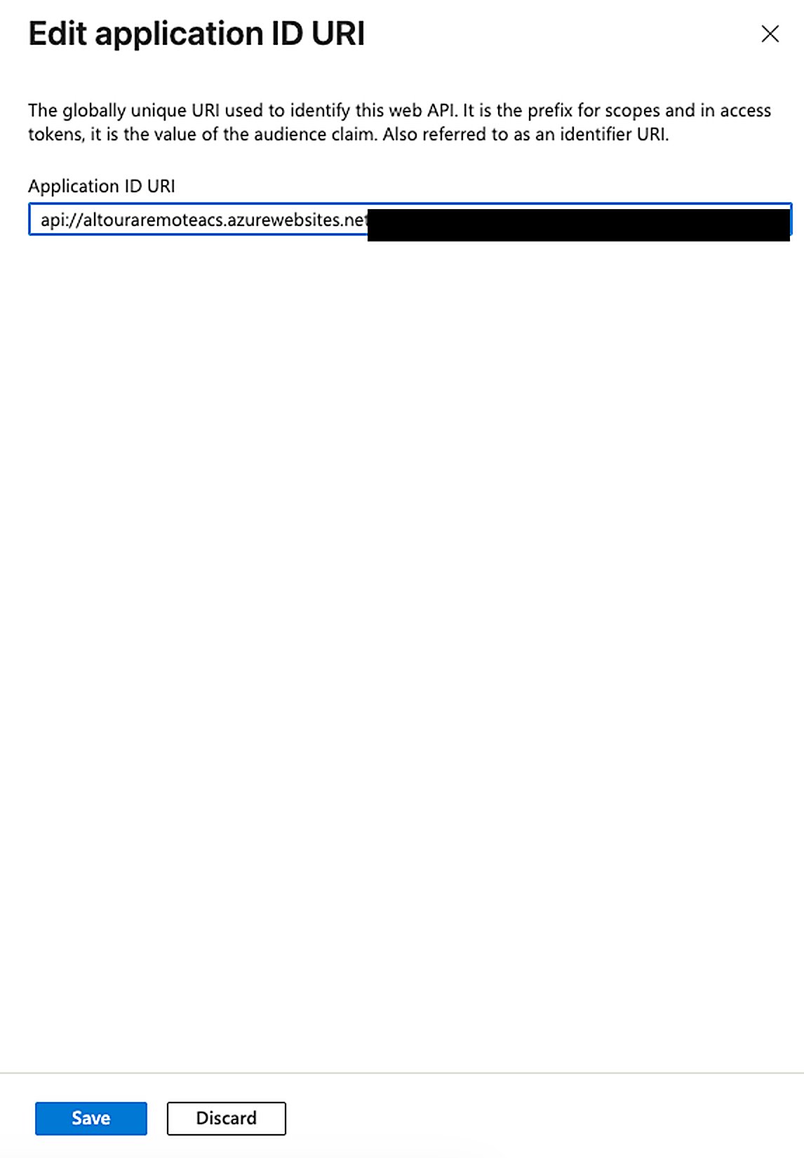 Editing the Application ID URI with the Remote Expert web app domain