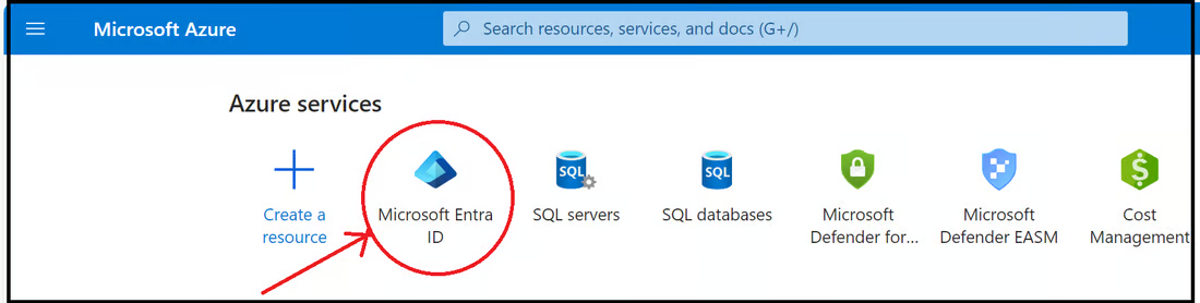 Azure portal with Microsoft Entra ID selected