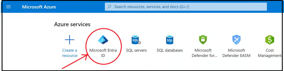 Azure portal with Microsoft Entra ID selected