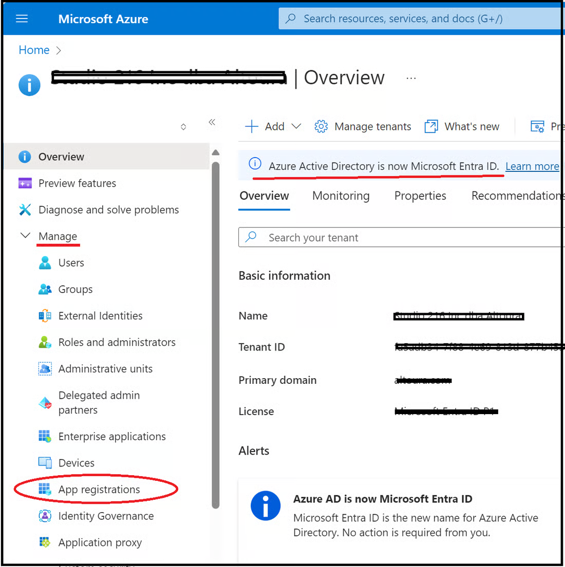 App registrations under Manage in Microsoft Entra ID