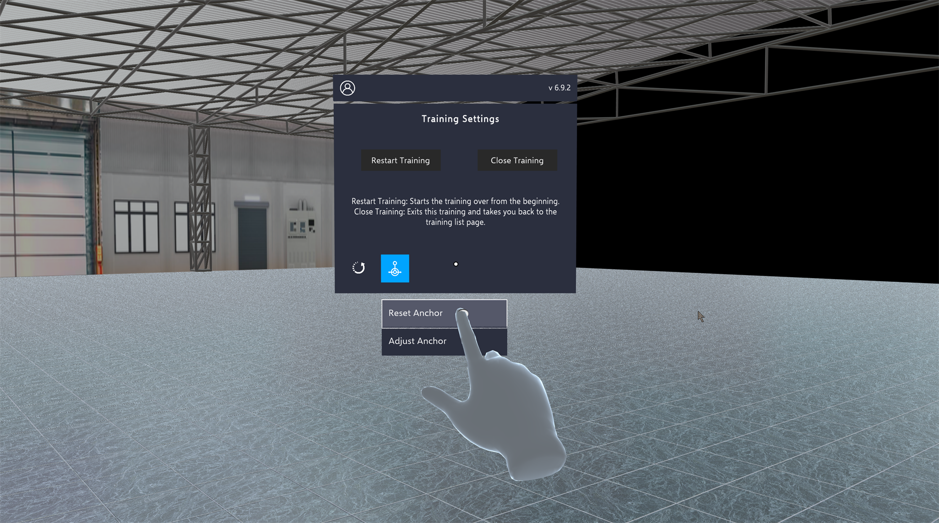 The Training Settings panel showing Reset Anchor and Adjust Anchor options