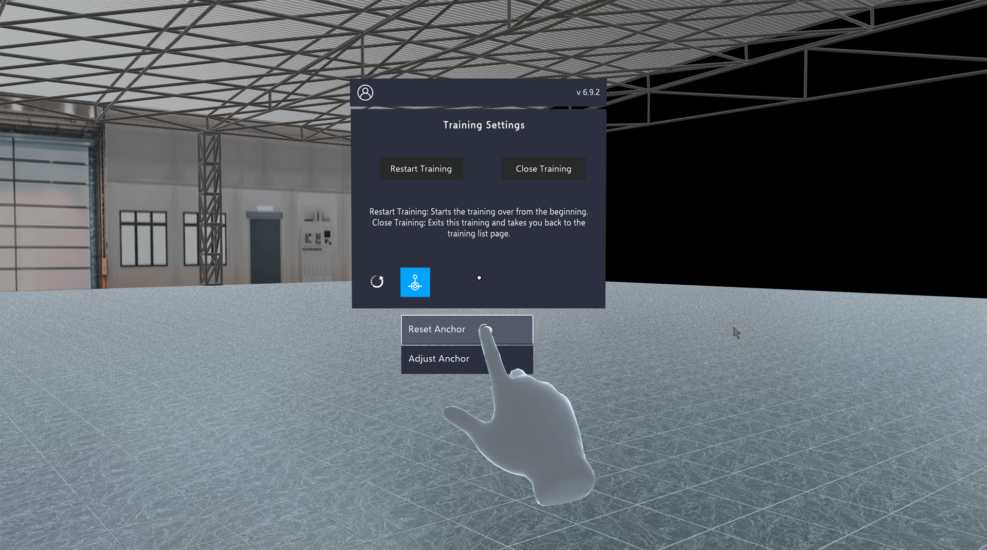 The Training Settings panel showing Reset Anchor and Adjust Anchor options