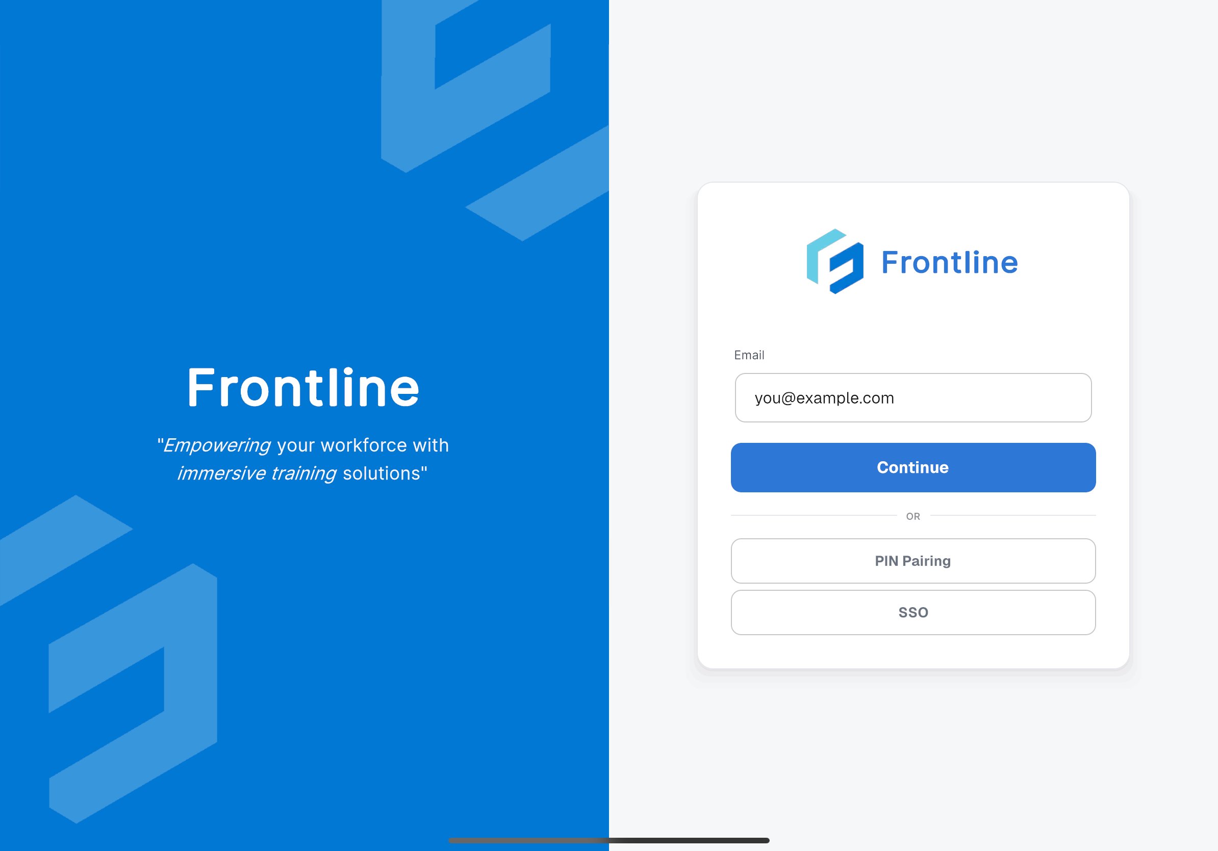Altoura Frontline iPad Sign In Screen