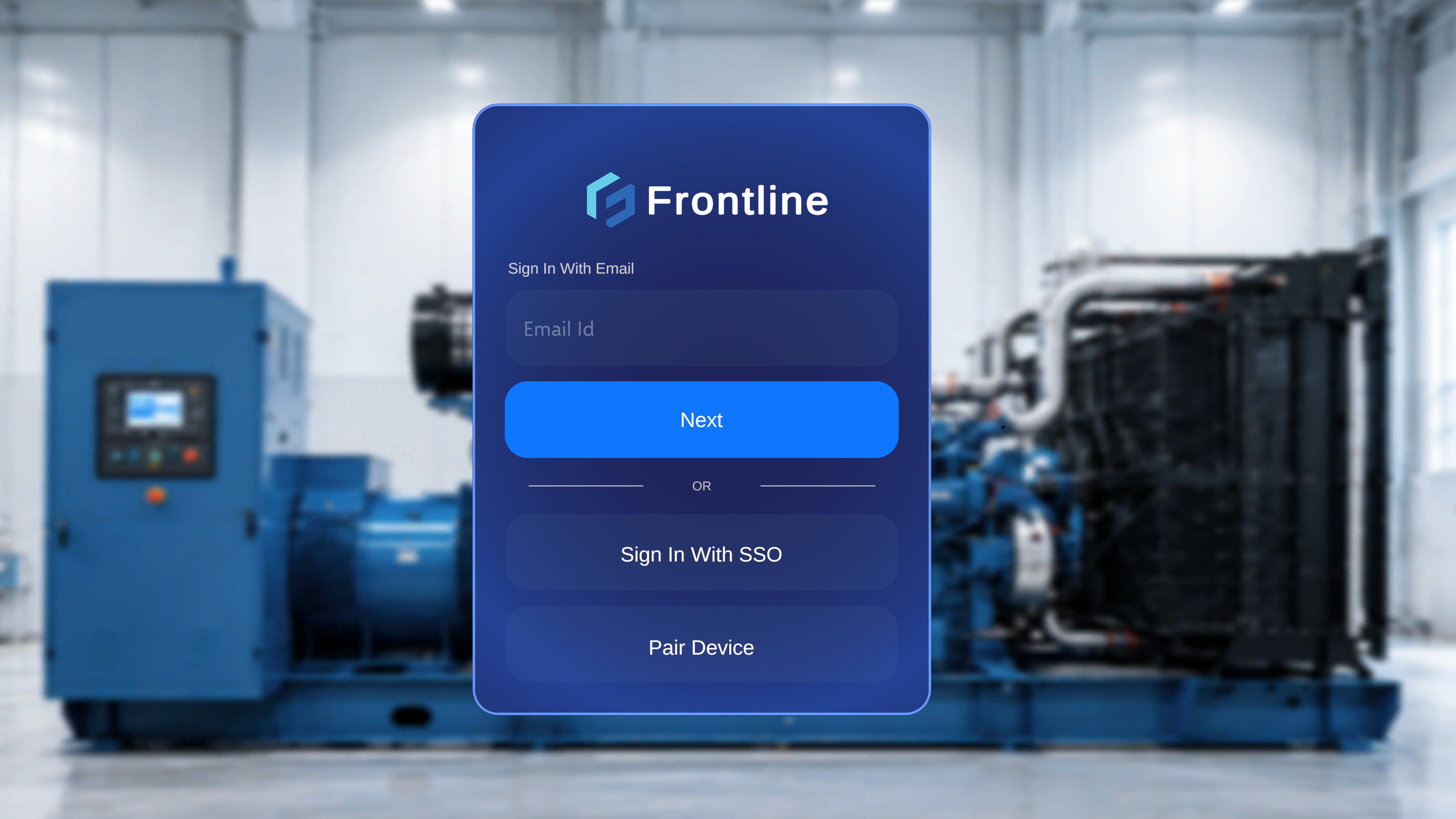 Altoura Frontline sign-in screen with Sign In With Email, Sign In With SSO, and Pair Device options