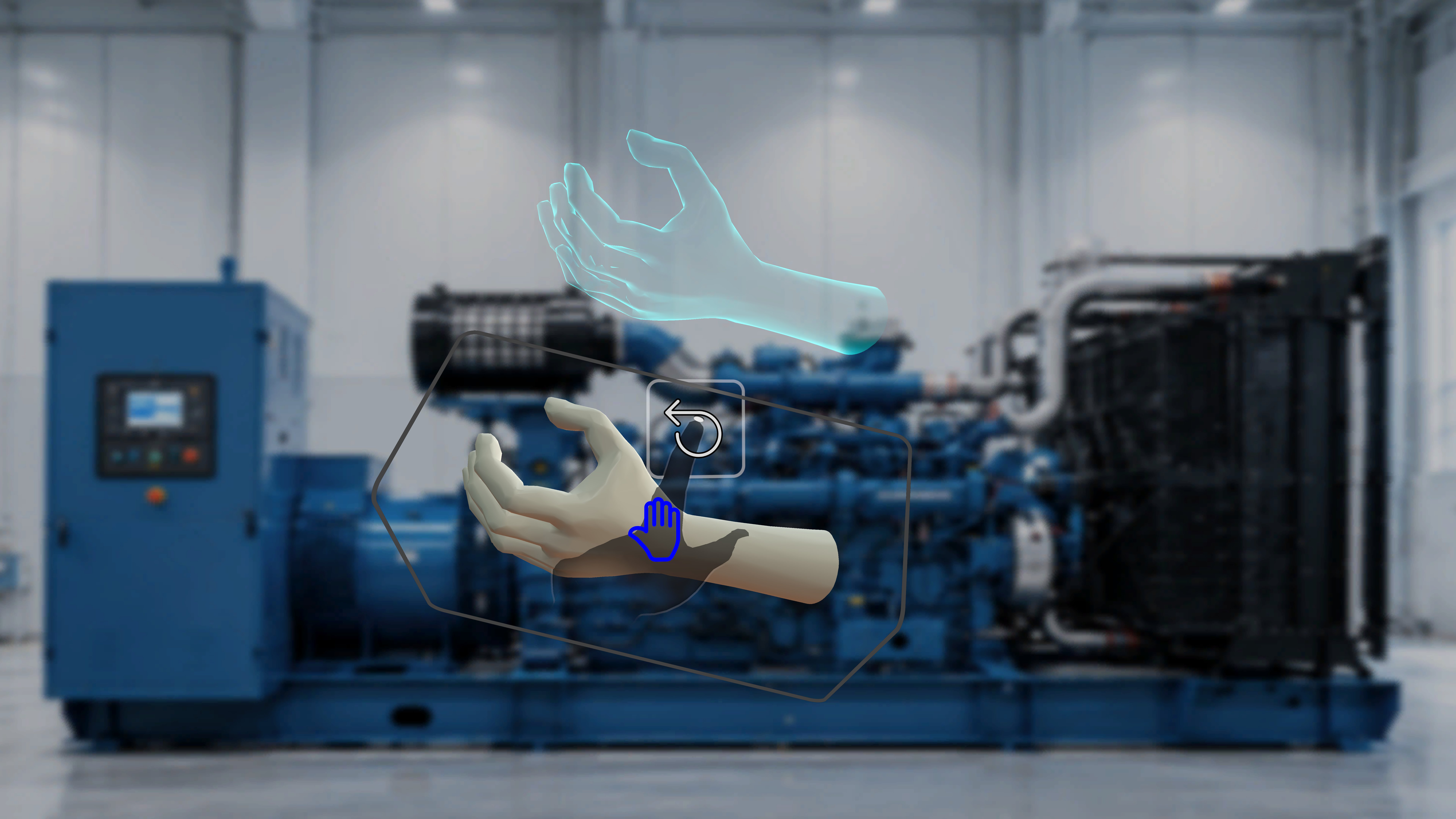 Interactable Ghost enabled — a moved model shown with a reset control hovered near the ghost placeholder at the original authored position