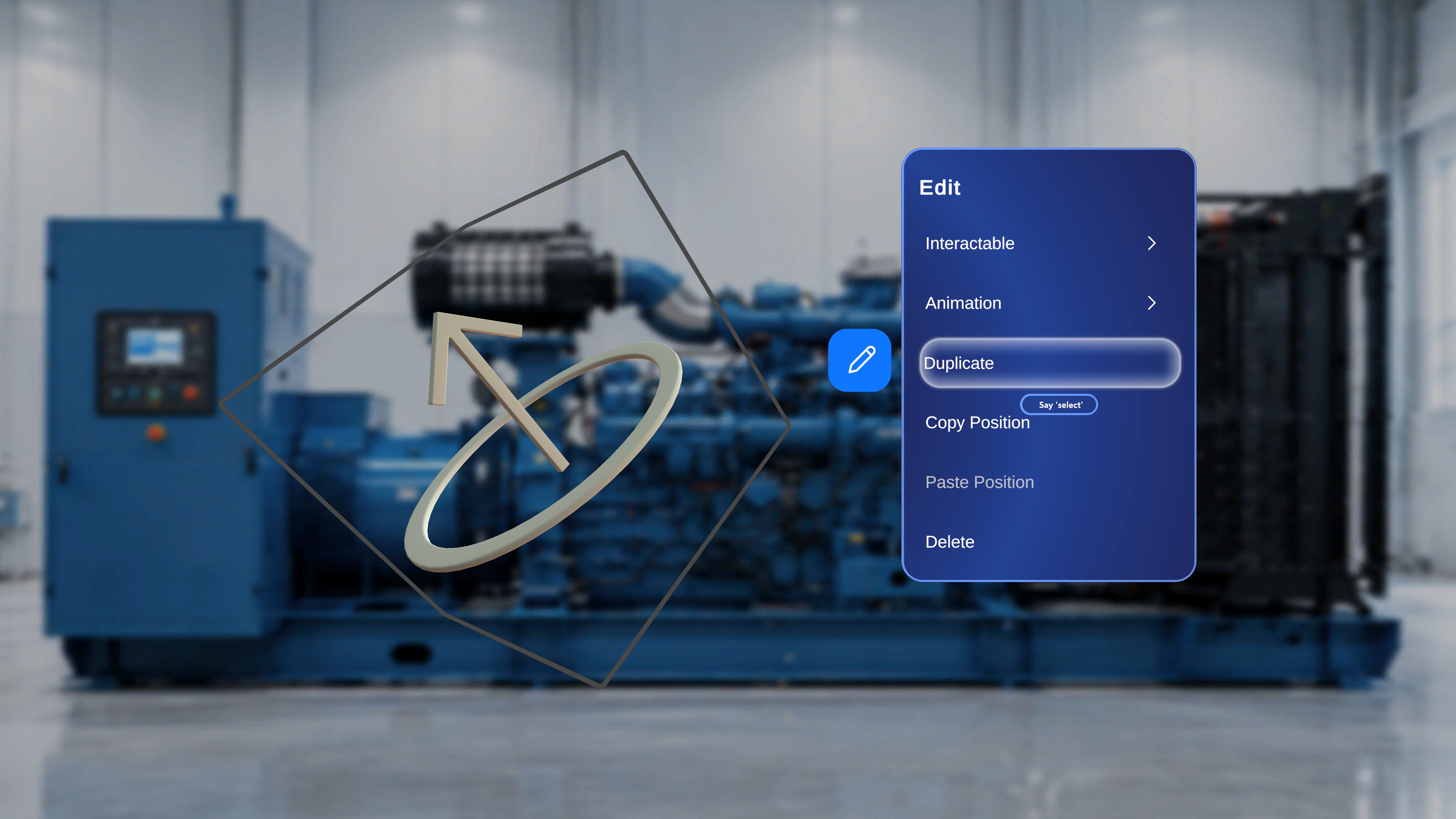 Edit menu for the selected model with the Duplicate option highlighted