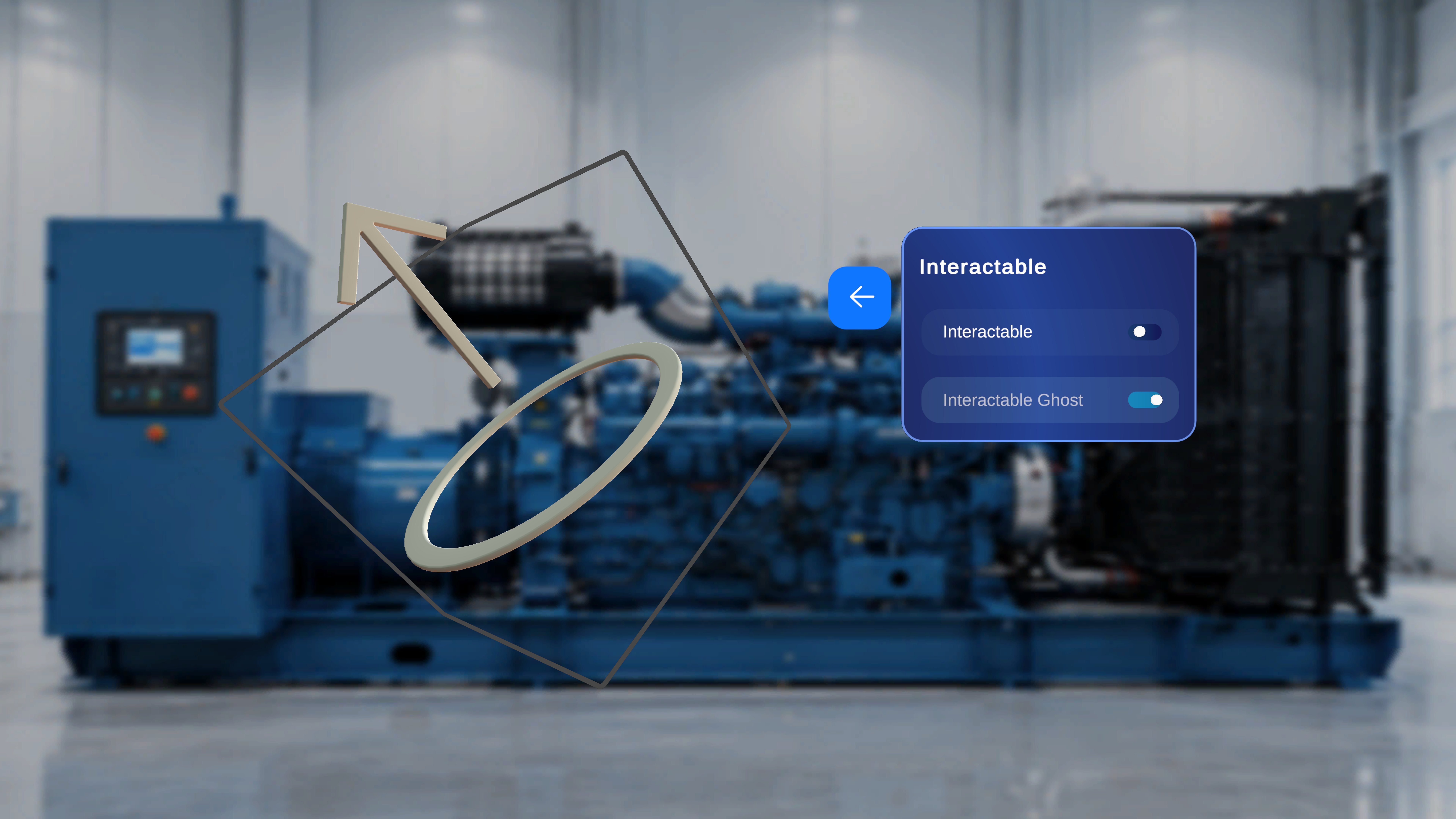 Interactable panel with the Interactable Ghost toggle turned on for the selected model