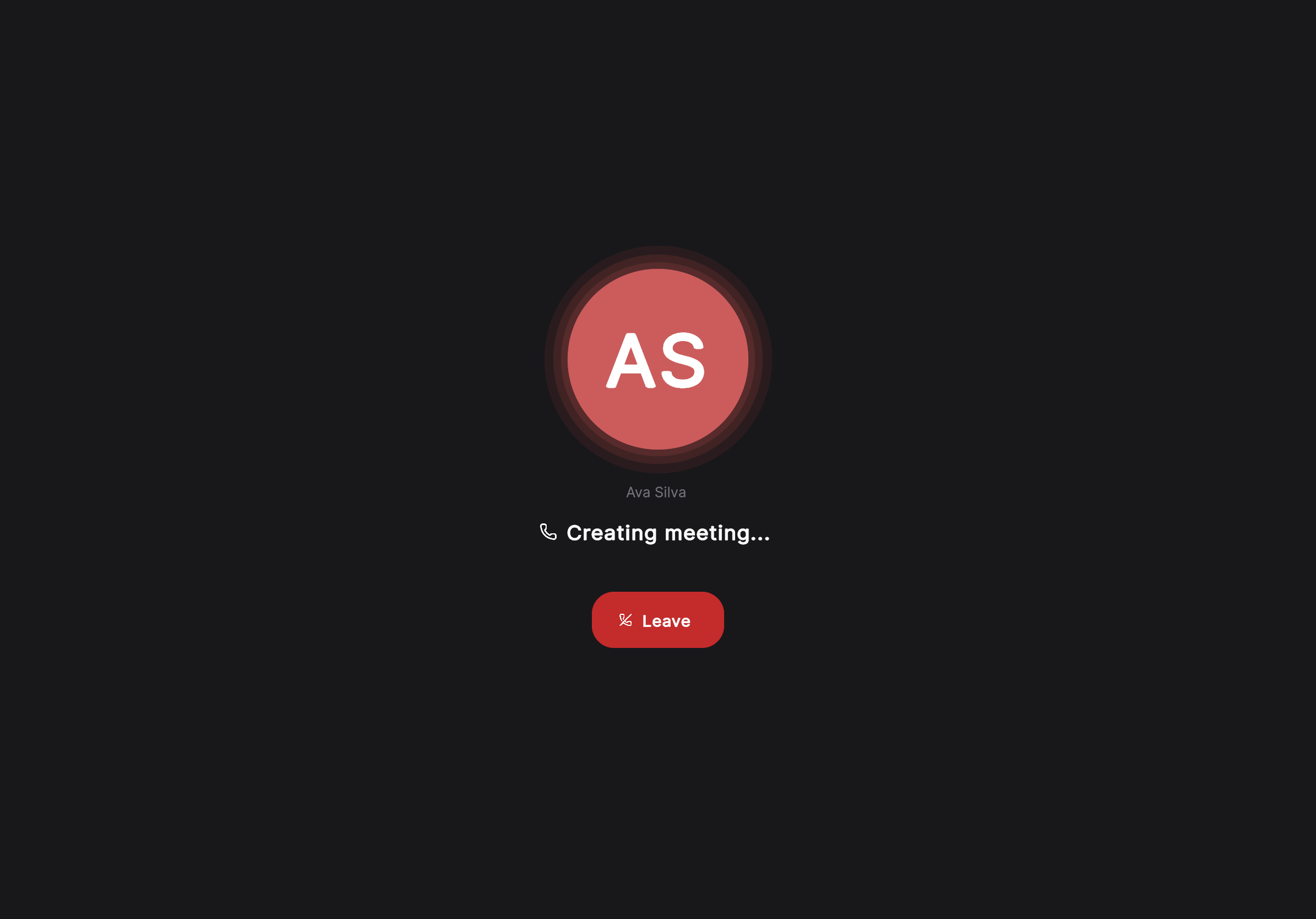 Progress screen shown while the Teams meeting is created
