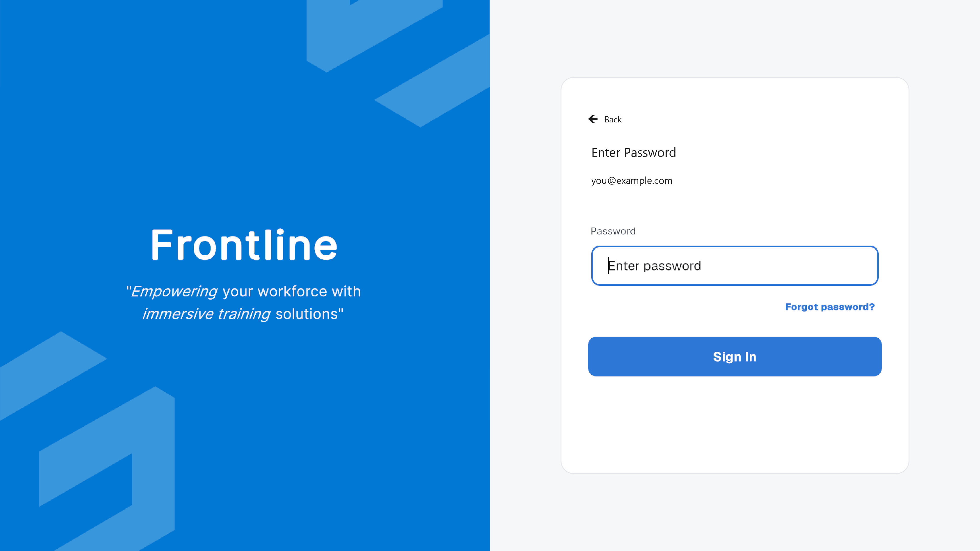 Password entry screen