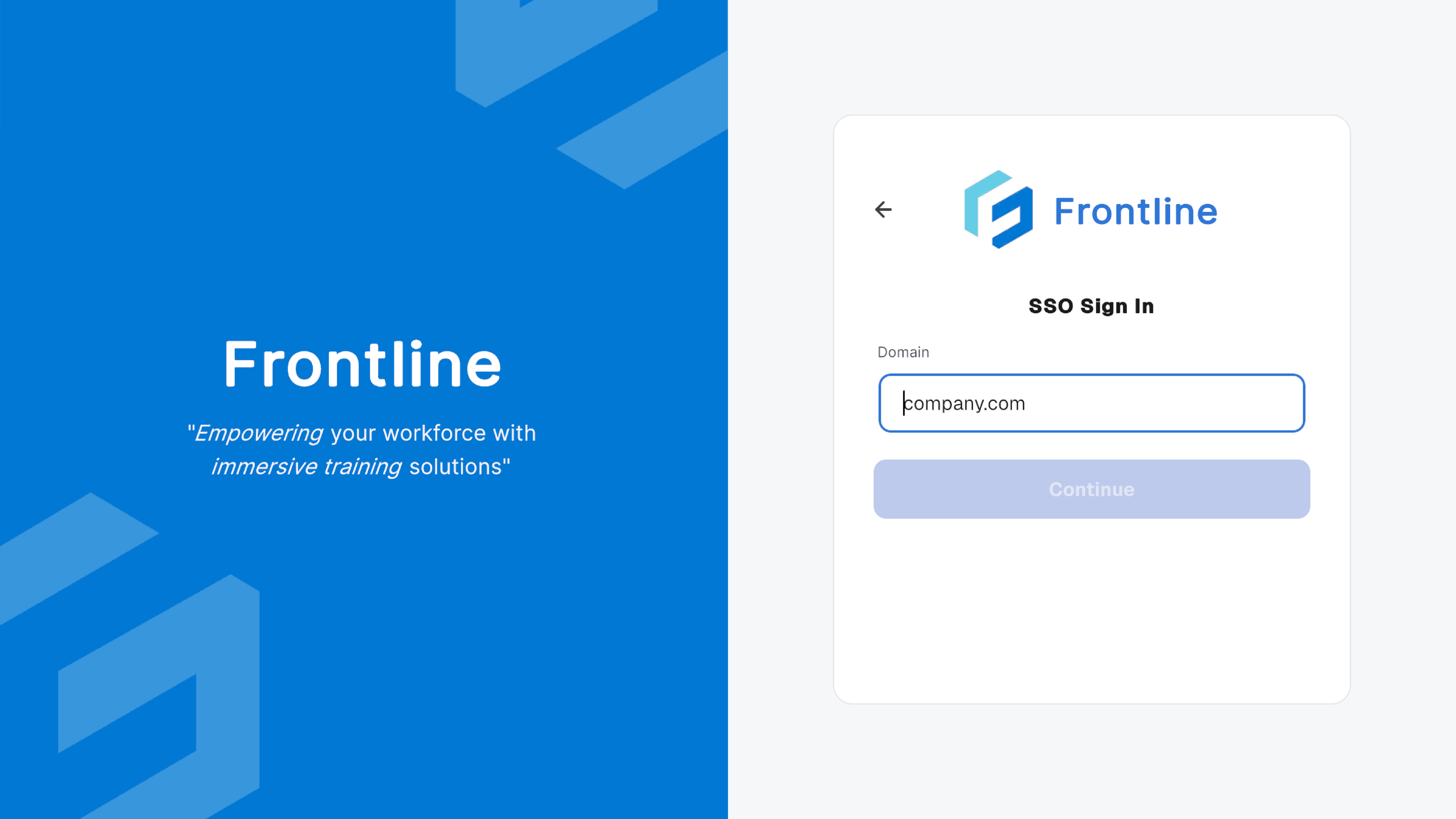 Single Sign-On domain entry screen