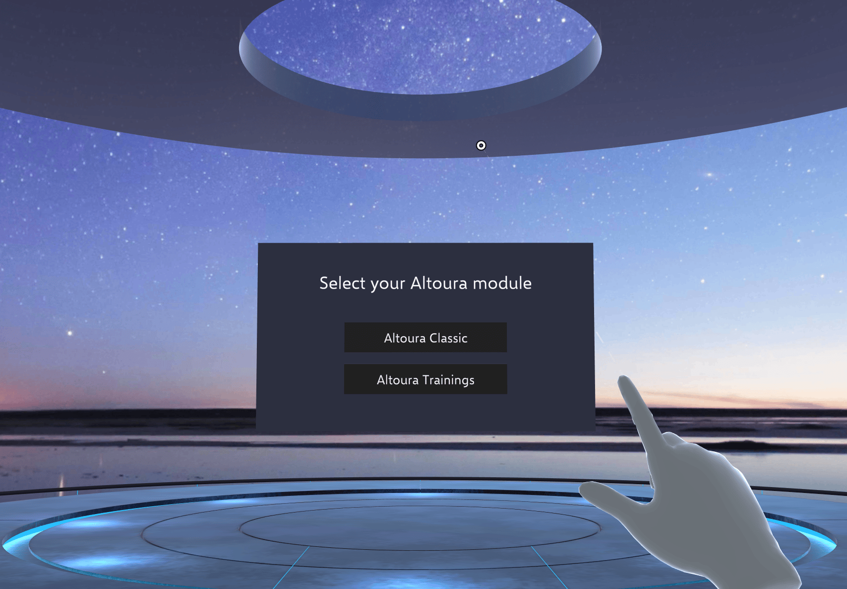 The Module Selection screen with Altoura Classic and Altoura Trainings buttons