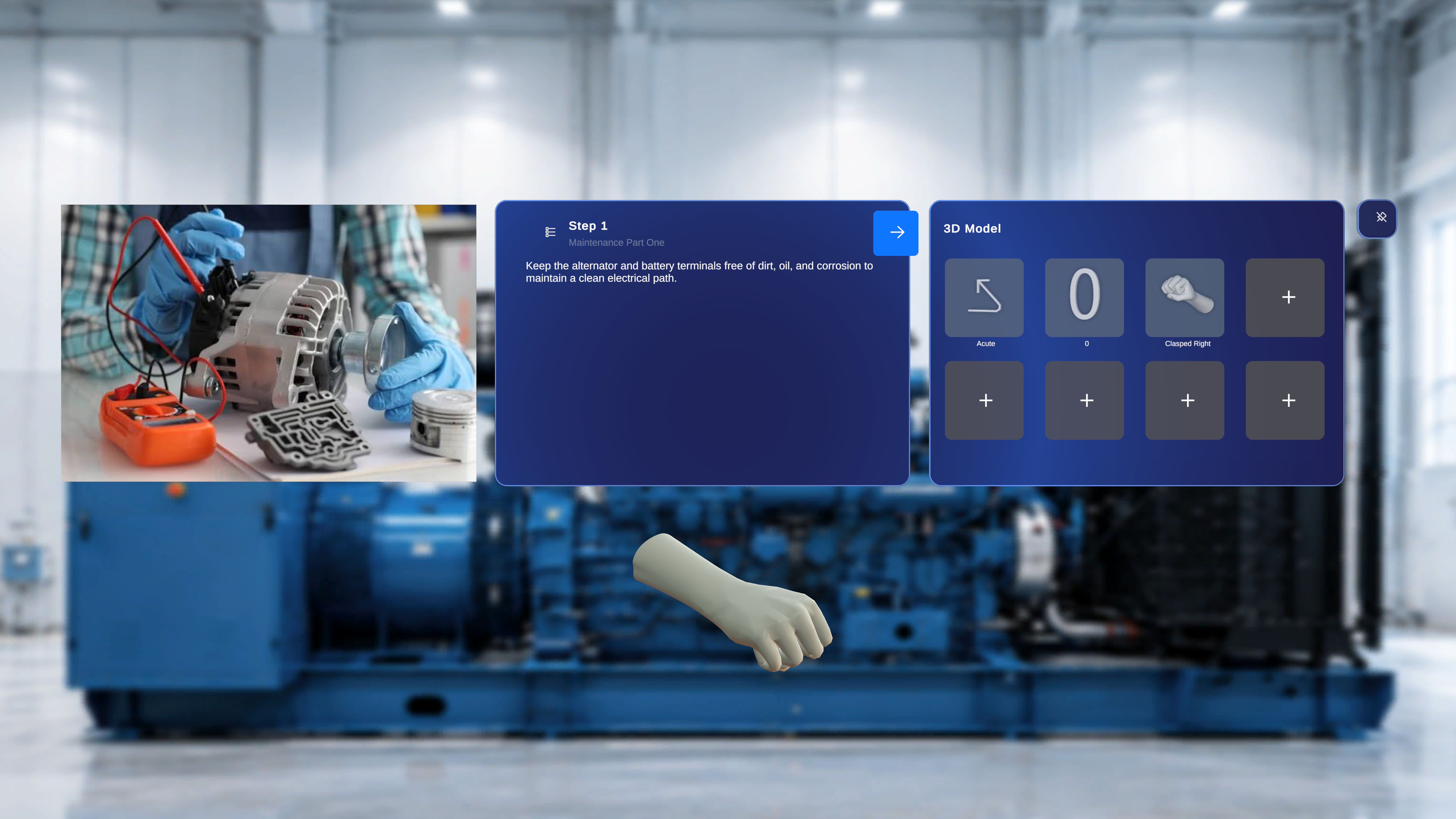 The model tile is in the 3D Model panel and the model itself has spawned in the physical space in front of the author