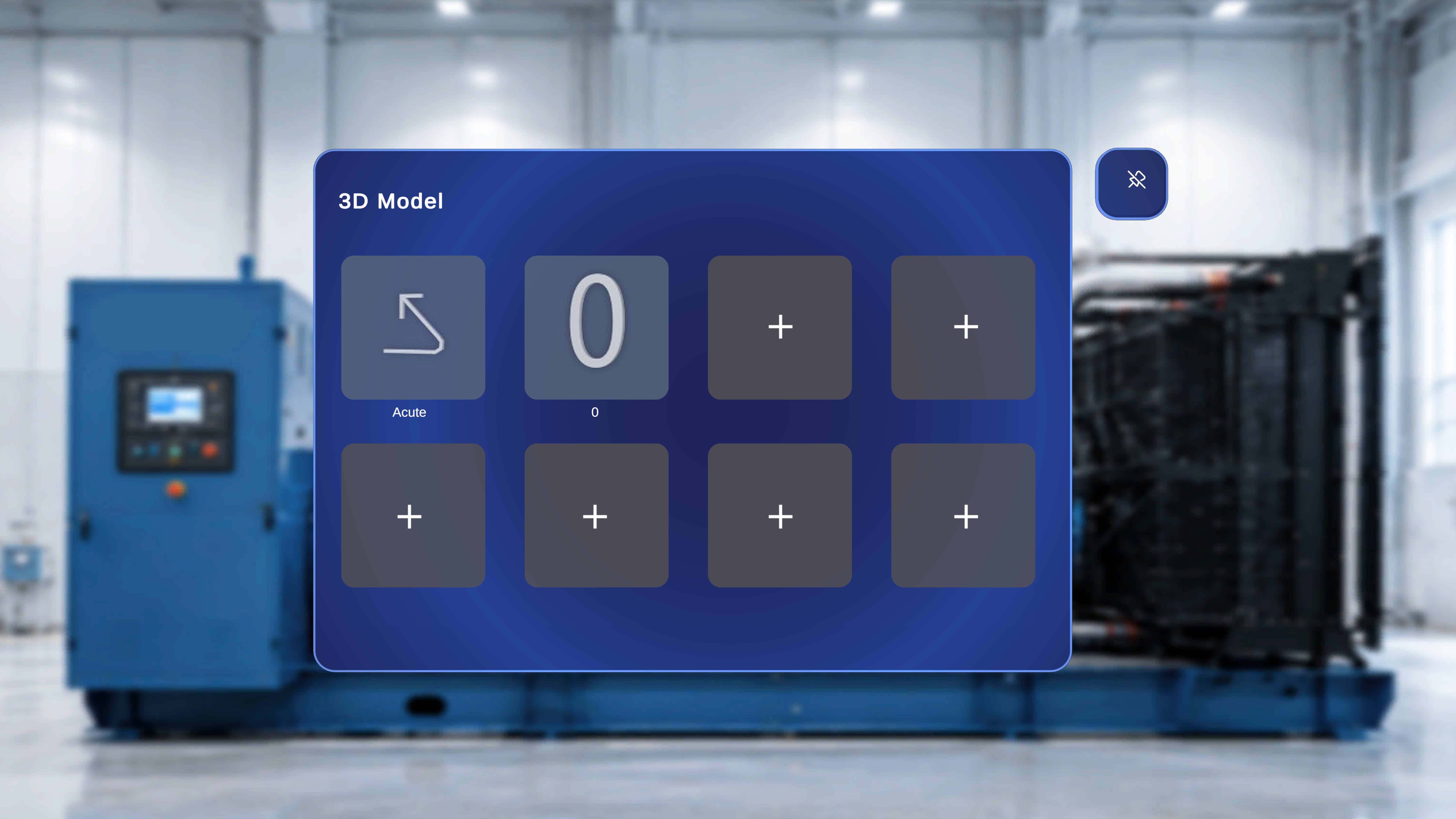 The 3D Model panel with eight empty slots, each showing a plus icon