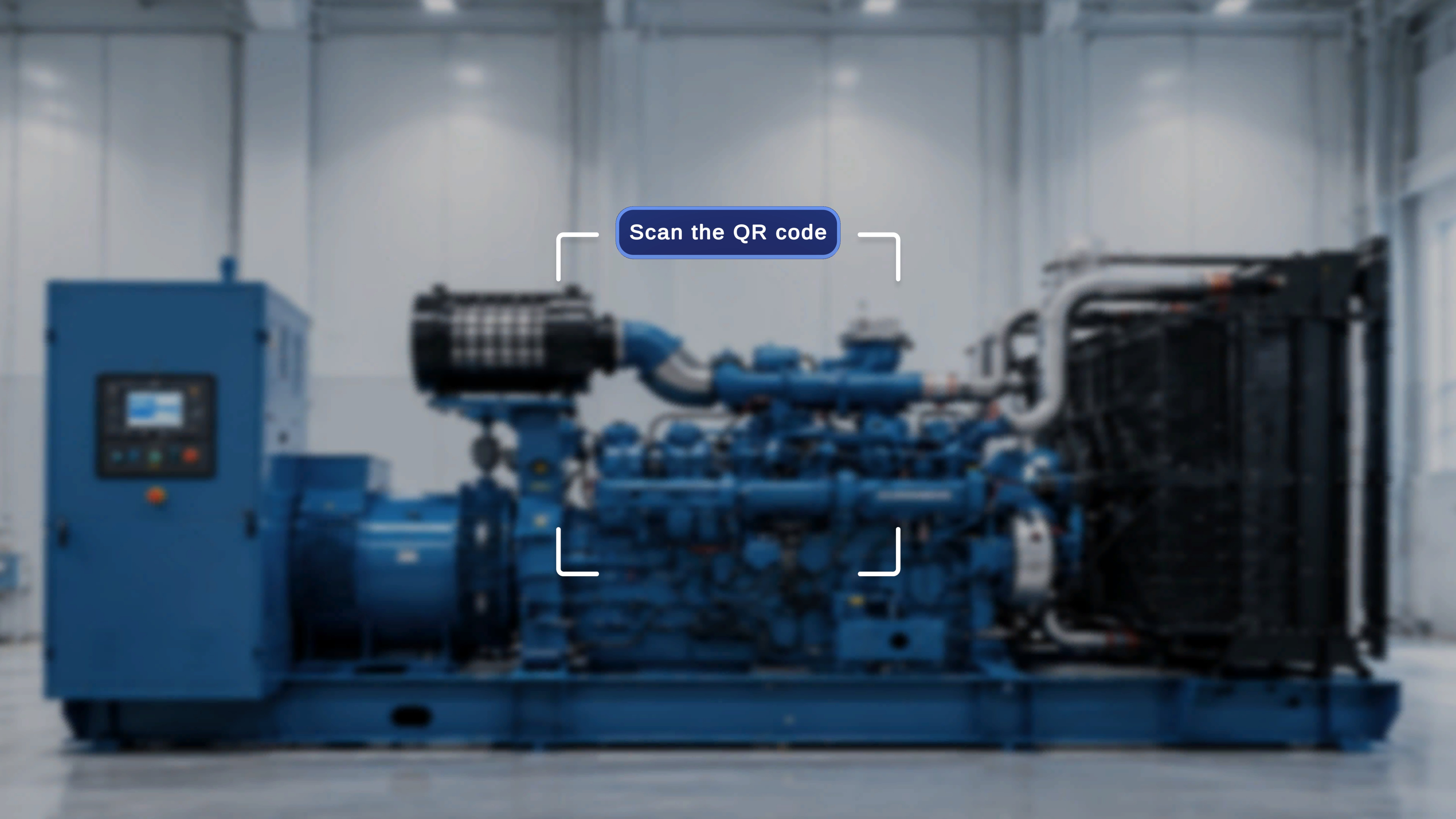 Active QR scanning view with a bracketed frame and 'Scan the QR code' label