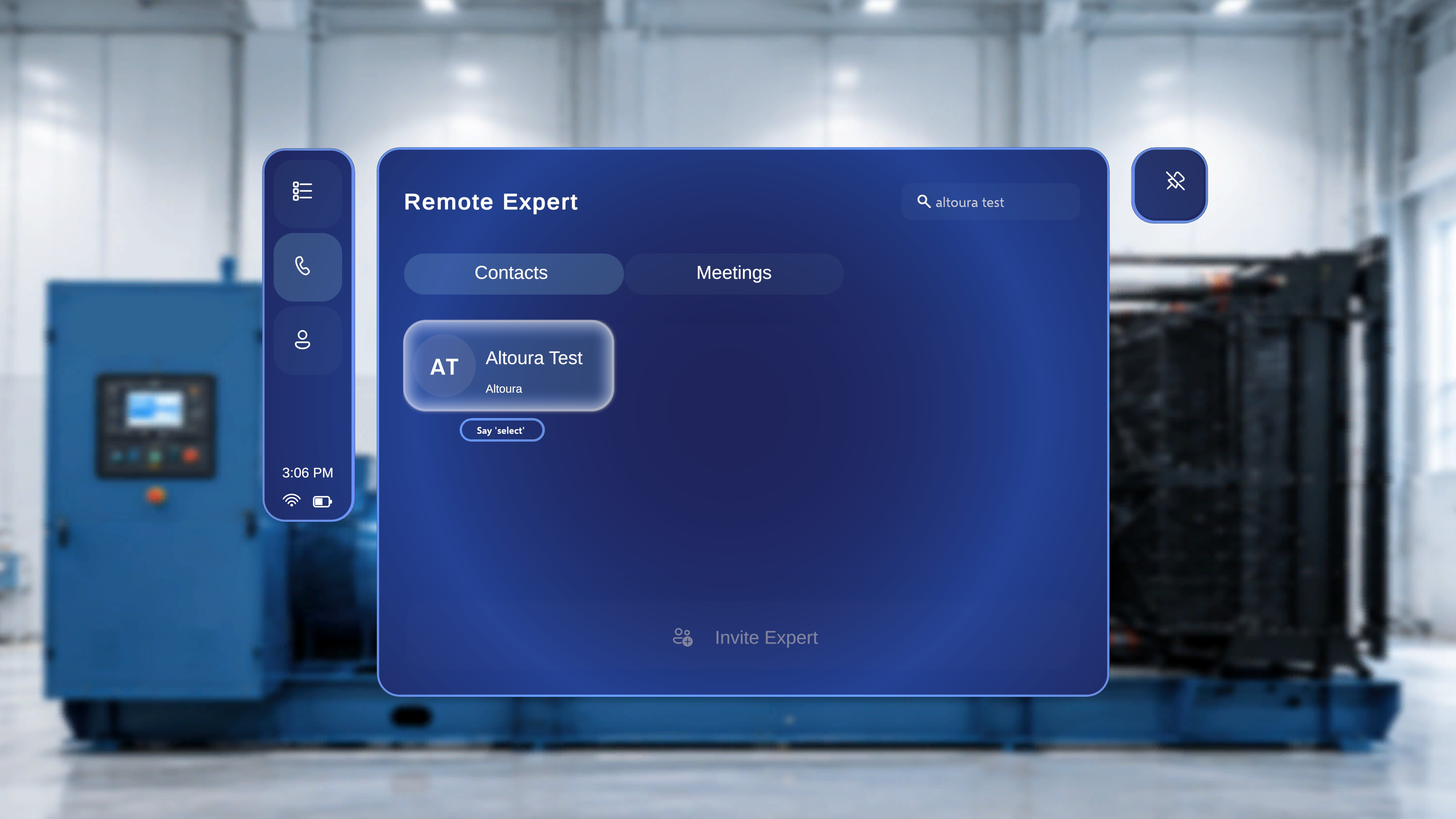 Remote Expert Contacts tab with the search field selected and matching expert results displayed