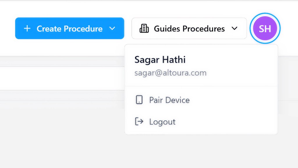 Pair Device option in the Portal profile menu