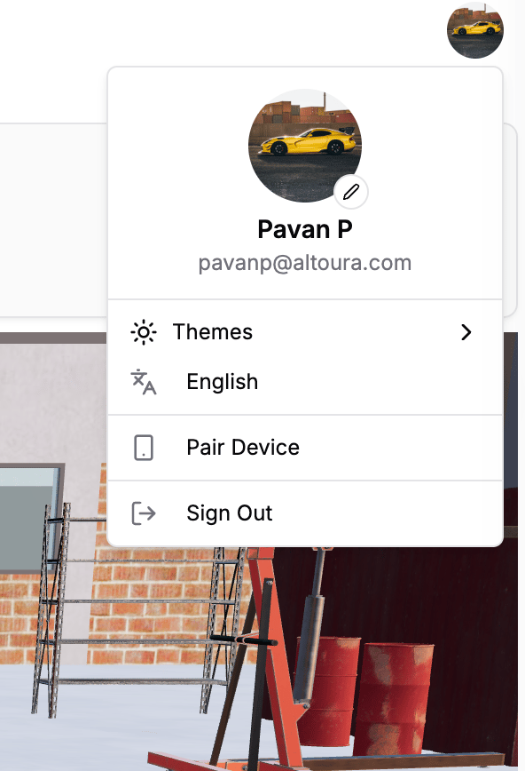 Profile menu