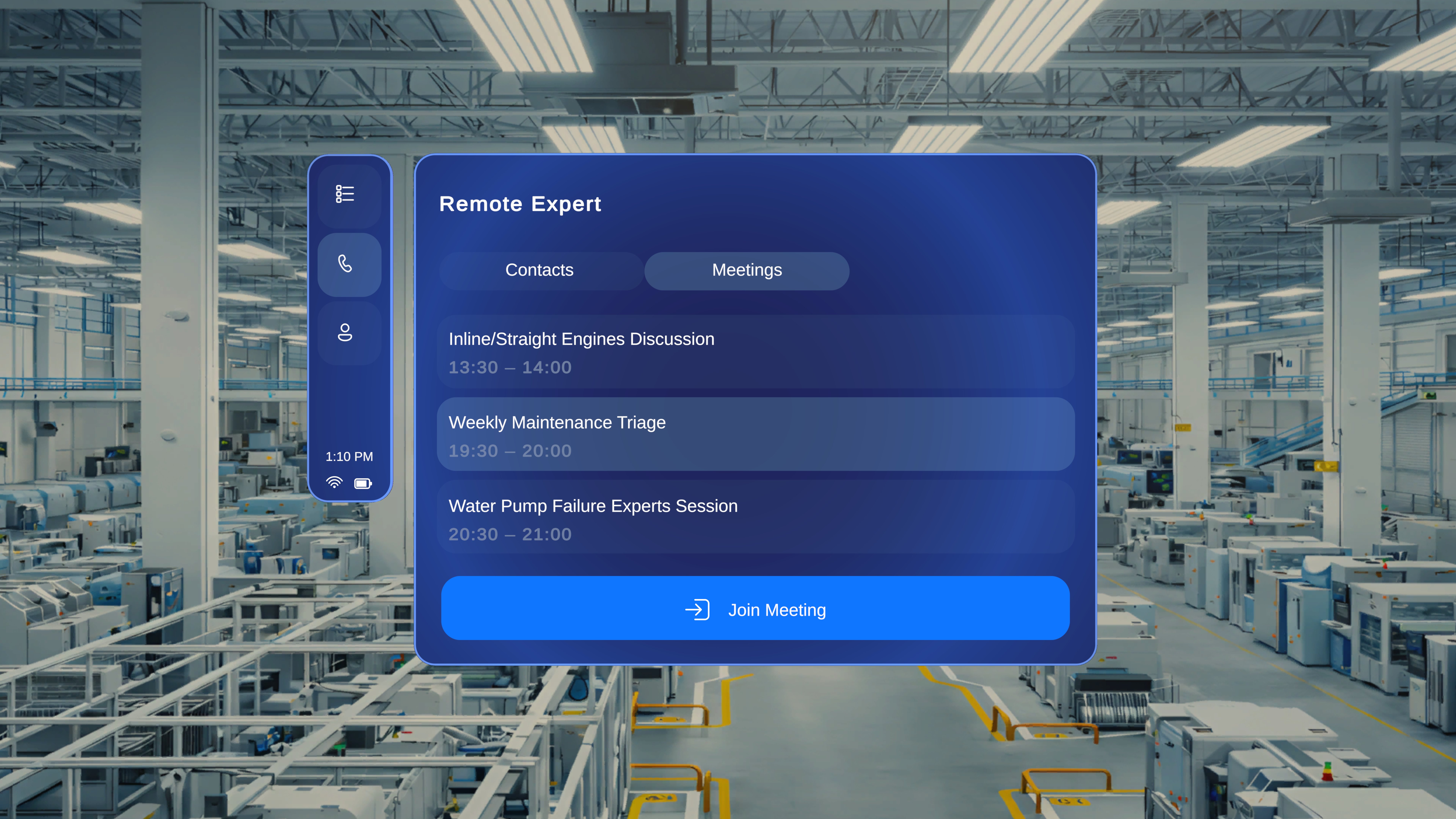 Meeting selected with Join Meeting button enabled
