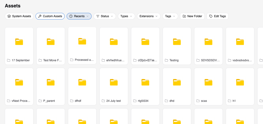 Right-click menu on a folder tile showing Move to... and Rename