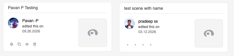 A scene card with the Settings, Clone, Set Inactive, and Delete buttons visible on hover