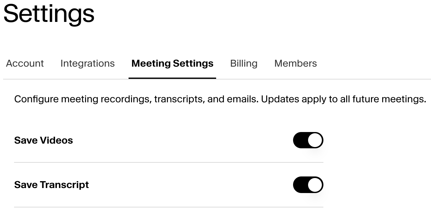 Meeting Settings - Hazel Documentation