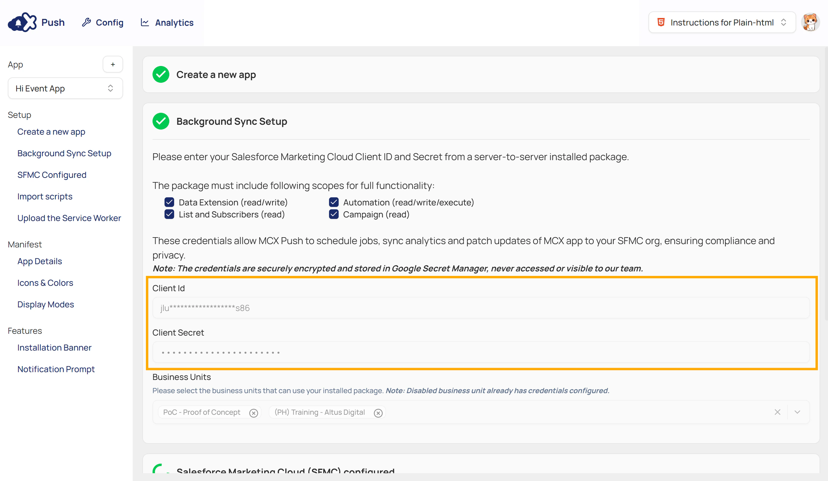 Locate Client ID and Client Secret fields
