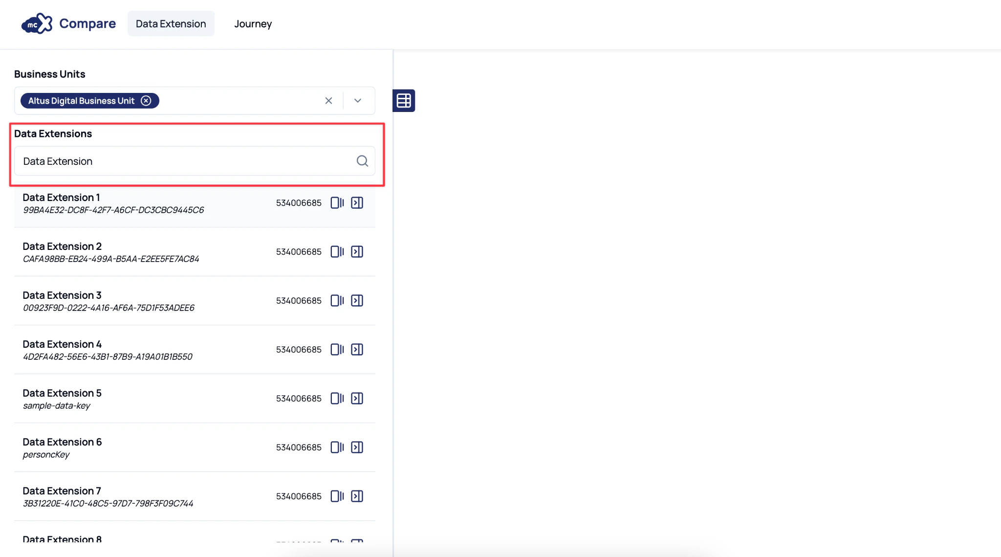 Search for Data Extensions