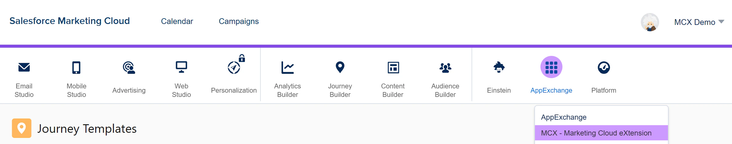Open MCX from the AppExchange section