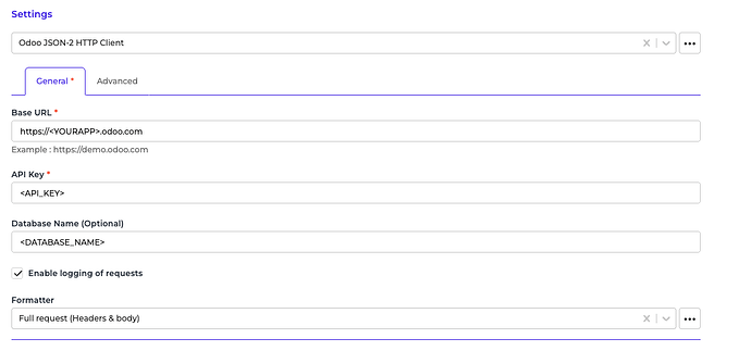 Odoo JSON-2 connector screenshot 1