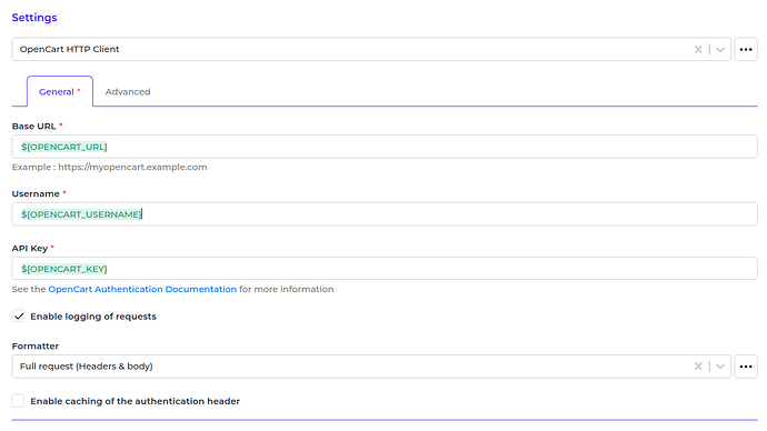 OpenCart connector screenshot 1
