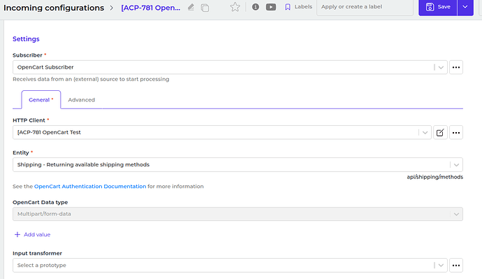 OpenCart connector screenshot 2