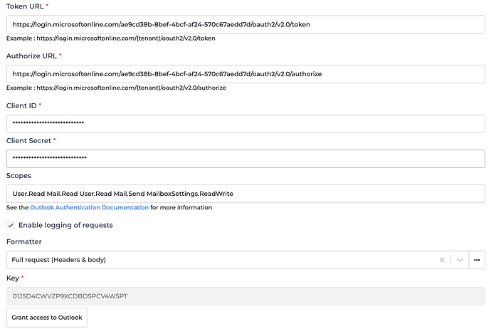 Outlook connector screenshot 1