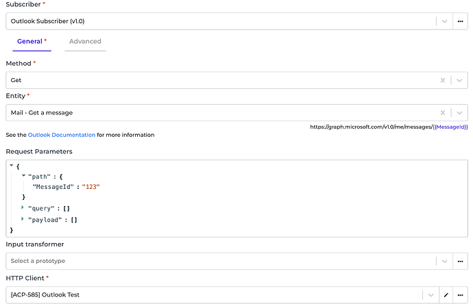 Outlook connector screenshot 2