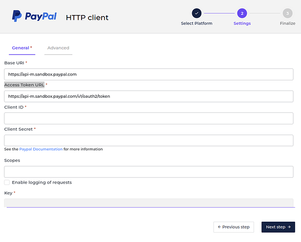 PayPal connector screenshot 1