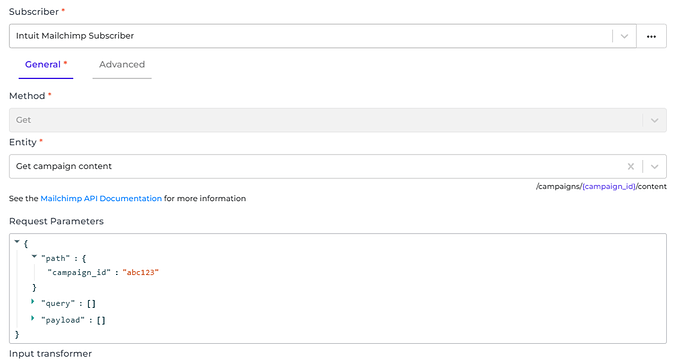 Intuit Mailchimp connector screenshot 1