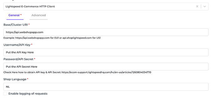 Lightspeed eCommerce connector screenshot 1