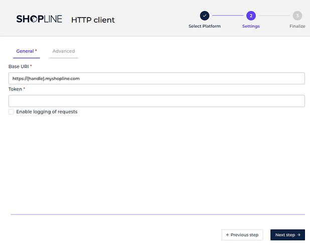 Shopline connector screenshot 1