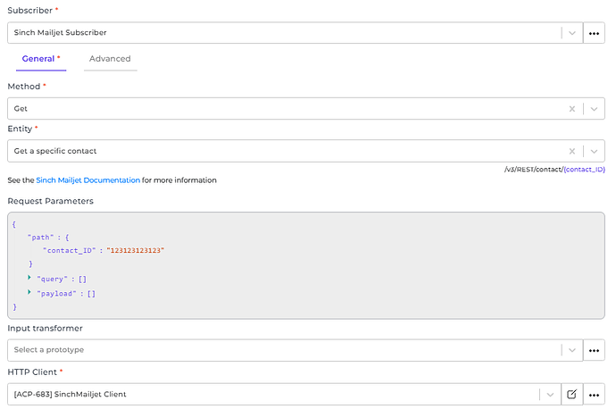 Sinch Mailjet connector screenshot 1