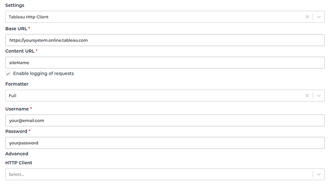 Tableau connector screenshot 1